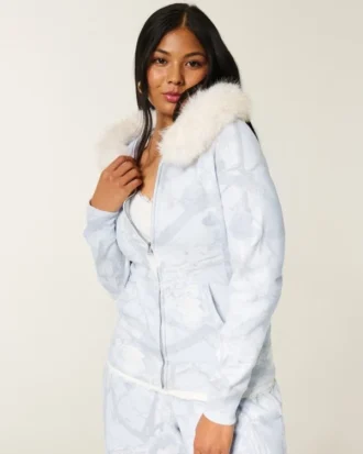 Kapuzenjacke mit Reißverschluss und Kunstfellbesatz Kapuzenjacke mit Reißverschluss und Kunstfellbesatz