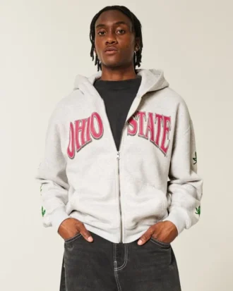 Kastenförmig Ohio State University Buckeyes Grafik-Kapuzenjacke mit Reißverschluss Kastenförmig Ohio State University Buckeyes Grafik-Kapuzenjacke mit Reißverschluss
