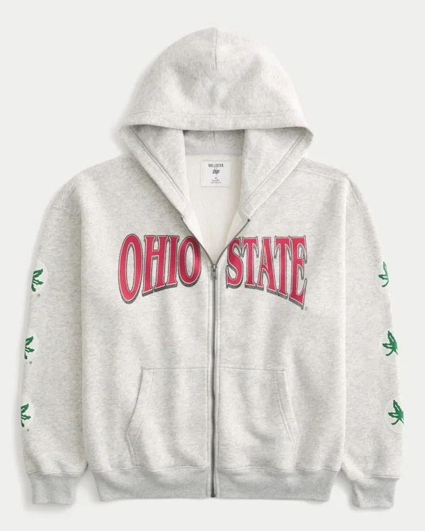 Kastenförmig Ohio State University Buckeyes Grafik-Kapuzenjacke mit Reißverschluss Kastenförmig Ohio State University Buckeyes Grafik-Kapuzenjacke mit Reißverschluss