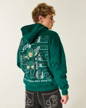 Kastenförmiger Hoodie mit Grafik der Michigan State University Spartans