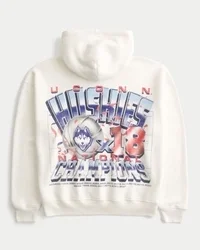 Kastenförmiger Hoodie mit Grafik der University of Connecticut Huskies