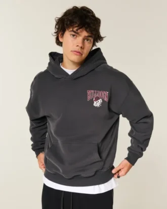 Kastenförmiger Hoodie mit Grafik der University of Georgia Bulldogs