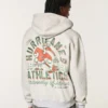 Kastenförmiger Hoodie mit Reißverschluss und Grafik der University of Miami Hurricanes