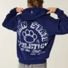 Kastenförmiger Zip-Up-Hoodie mit Penn State University Nittany Lions-Grafik Kastenförmiger Zip-Up-Hoodie mit Penn State University Nittany Lions-Grafik
