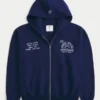 Kastenförmiger Zip-Up-Hoodie mit Penn State University Nittany Lions-Grafik Kastenförmiger Zip-Up-Hoodie mit Penn State University Nittany Lions-Grafik