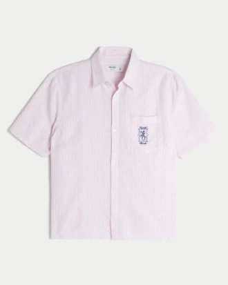 Kastenförmiges Kurzarm-Shirt aus Leinenmischung mit Key West-Grafik