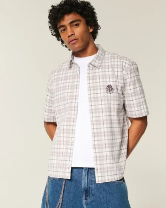 Kastenförmiges Kurzarm-Shirt mit Pilz-Grafik