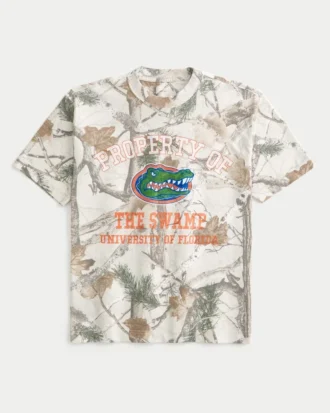 Kastenförmiges, schweres T-Shirt mit Grafikprint der University of Florida Gators in Camouflage-Optik