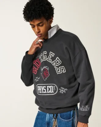 Kastenförmiges Sweatshirt mit Rutgers University Scarlet Knights Grafik