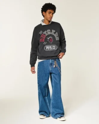 Kastenförmiges Sweatshirt mit Rutgers University Scarlet Knights Grafik