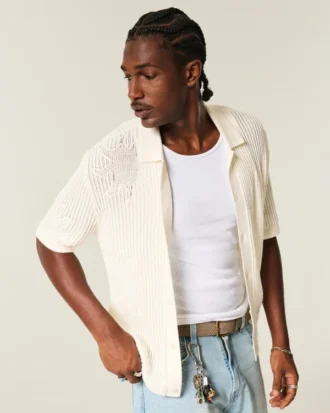 Kastig geschnittenes Kurzarm-Pulloverhemd Kastig geschnittenes Kurzarm-Pulloverhemd