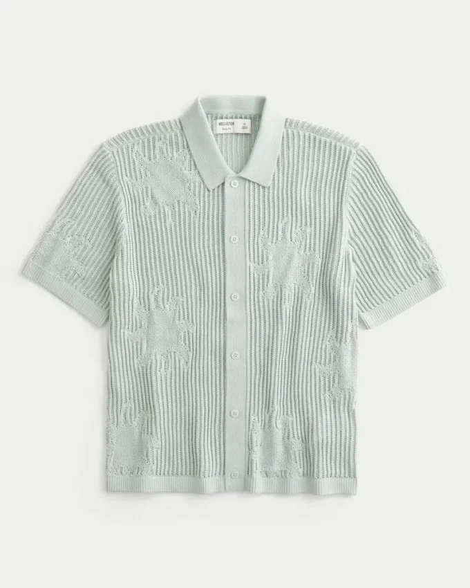 Kastig geschnittenes Kurzarm-Pulloverhemd Kastig geschnittenes Kurzarm-Pulloverhemd