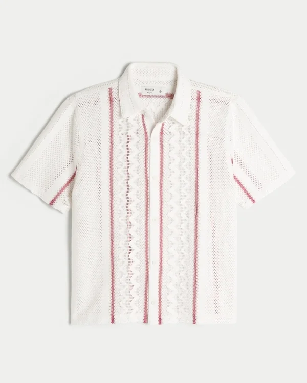 Kastig geschnittenes Kurzarmhemd im Häkelstil Kastig geschnittenes Kurzarmhemd im Häkelstil