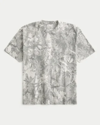 Kastig geschnittenes, schweres Camouflage-T-Shirt