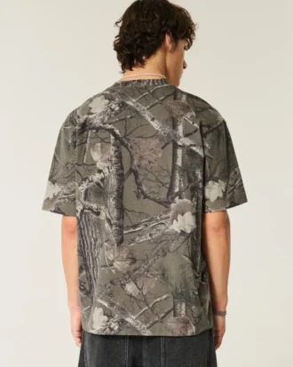 Kastig geschnittenes, schweres Camouflage-T-Shirt