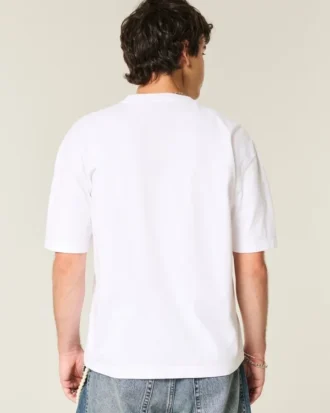 Kastig geschnittenes, schweres Crew-T-Shirt