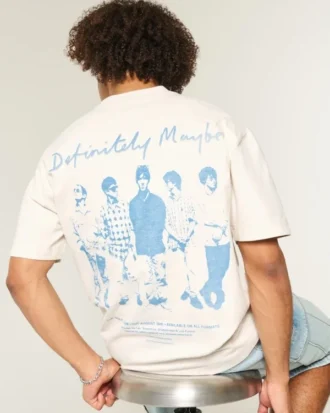 Kastig geschnittenes, schweres Oasis-Grafik-T-Shirt