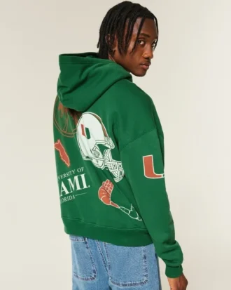 Kastiger Hoodie mit Grafikprint der University of Miami Hurricanes