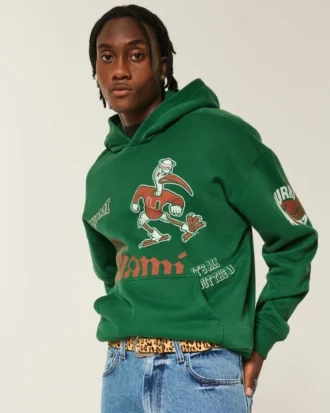 Kastiger Hoodie mit Grafikprint der University of Miami Hurricanes