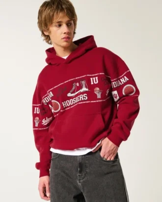 Kastiger Hoodie mit Indiana University Hoosiers-Grafik