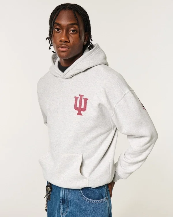 Kastiger Hoodie mit Indiana University Hoosiers-Grafik Kastiger Hoodie mit Indiana University Hoosiers-Grafik