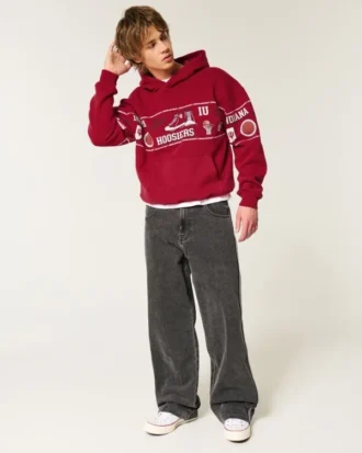 Kastiger Hoodie mit Indiana University Hoosiers-Grafik