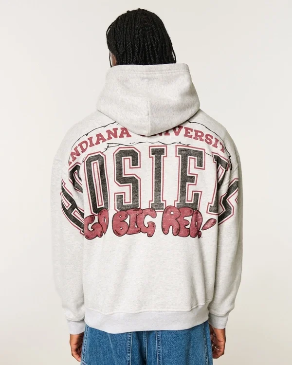 Kastiger Hoodie mit Indiana University Hoosiers-Grafik Kastiger Hoodie mit Indiana University Hoosiers-Grafik