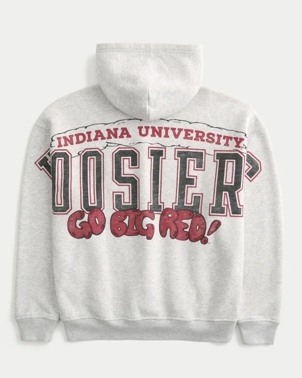 Kastiger Hoodie mit Indiana University Hoosiers-Grafik Kastiger Hoodie mit Indiana University Hoosiers-Grafik