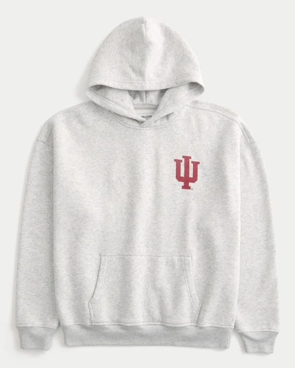 Kastiger Hoodie mit Indiana University Hoosiers-Grafik Kastiger Hoodie mit Indiana University Hoosiers-Grafik