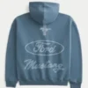 Kastiger Hoodie mit Reißverschluss und Ford Mustang-Grafik Kastiger Hoodie mit Reißverschluss und Ford Mustang-Grafik