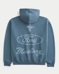 Kastiger Hoodie mit Reißverschluss und Ford Mustang-Grafik Kastiger Hoodie mit Reißverschluss und Ford Mustang-Grafik