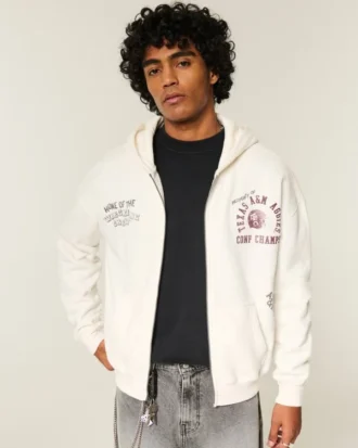 Kastiger Hoodie mit Reißverschluss und Grafik der Texas A&M University