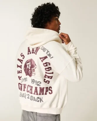 Kastiger Hoodie mit Reißverschluss und Grafik der Texas A&M University