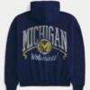 Kastiger Hoodie mit Reißverschluss und Grafik der University of Michigan Wolverines