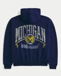 Kastiger Hoodie mit Reißverschluss und Grafik der University of Michigan Wolverines