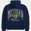 Kastiger Hoodie mit Reißverschluss und Grafik der University of Michigan Wolverines