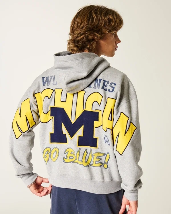 Kastiger Hoodie mit Reißverschluss und Grafik der University of Michigan Wolverines Kastiger Hoodie mit Reißverschluss und Grafik der University of Michigan Wolverines