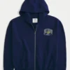 Kastiger Hoodie mit Reißverschluss und Grafik der University of Michigan Wolverines