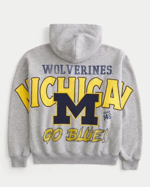 Kastiger Hoodie mit Reißverschluss und Grafik der University of Michigan Wolverines Kastiger Hoodie mit Reißverschluss und Grafik der University of Michigan Wolverines