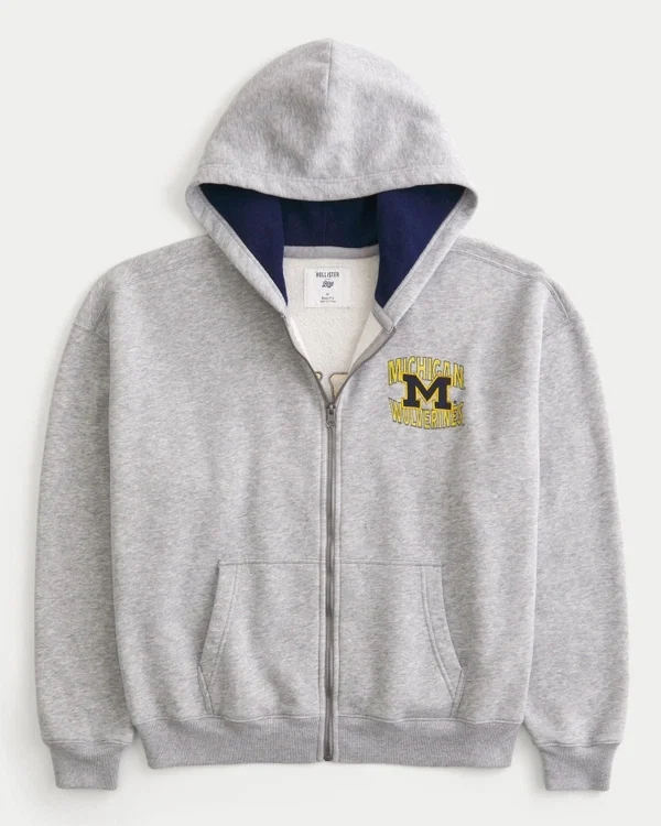 Kastiger Hoodie mit Reißverschluss und Grafik der University of Michigan Wolverines Kastiger Hoodie mit Reißverschluss und Grafik der University of Michigan Wolverines