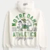 Kastiger Hoodie mit Reißverschluss und Grafik der University of Notre Dame Fighting Irish