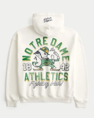 Kastiger Hoodie mit Reißverschluss und Grafik der University of Notre Dame Fighting Irish