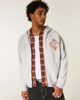 Kastiger Hoodie mit Reißverschluss und Grafik der University of Southern California Trojans