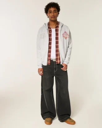 Kastiger Hoodie mit Reißverschluss und Grafik der University of Southern California Trojans