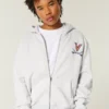 Kastiger Hoodie mit Reißverschluss und Grafik der University of Virginia