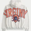 Kastiger Hoodie mit Reißverschluss und Grafik der University of Virginia
