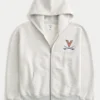 Kastiger Hoodie mit Reißverschluss und Grafik der University of Virginia