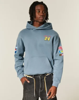 Kastiger Hoodie mit Reißverschluss und NASCAR Jeff Gordon-Grafik