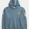 Kastiger Hoodie mit Reißverschluss und NASCAR Jeff Gordon-Grafik
