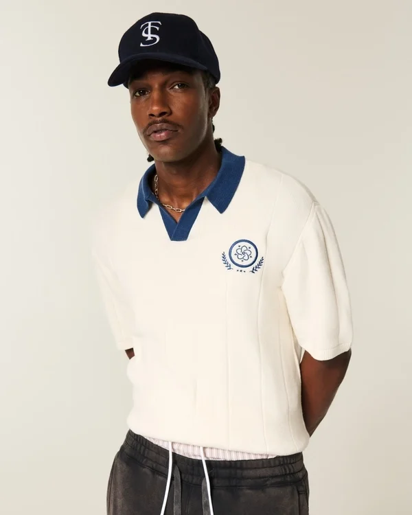 Kastiger Kurzarm-Pullover-Polo Kastiger Kurzarm-Pullover-Polo